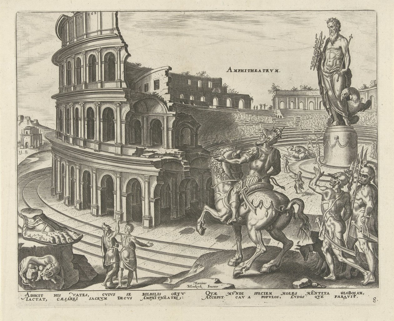 Colosseum i Rom Amfiteater (titel på objekt) Verdens otte vidundere. (serietitel) af Philips Galle