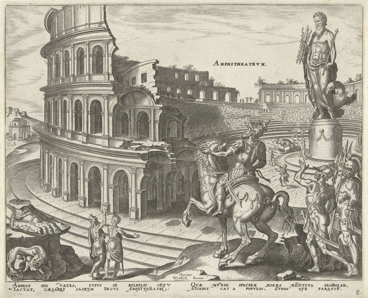 Colosseum i Rom Amfiteater (titel på objekt) Verdens otte vidundere. (serietitel) af Philips Galle