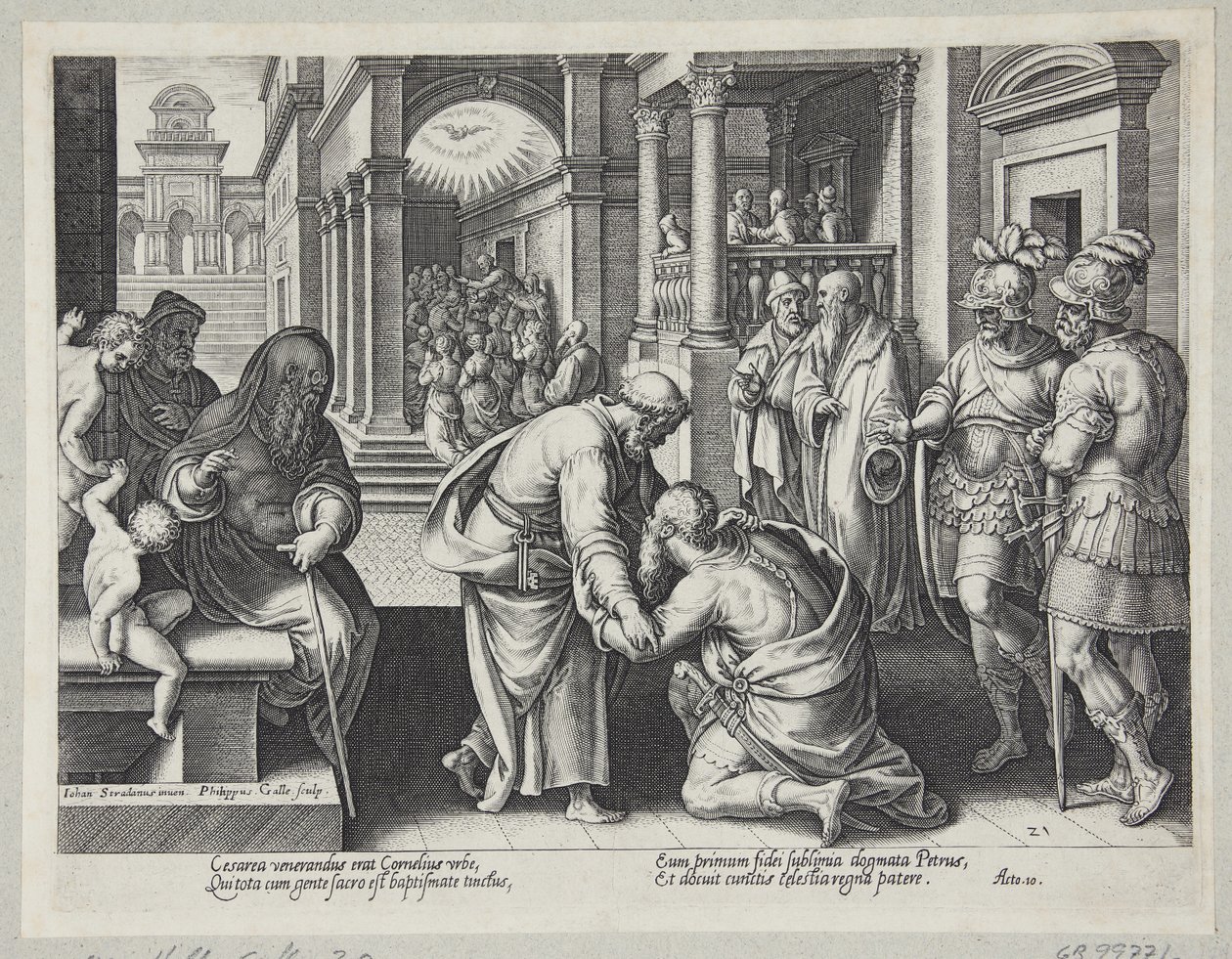 Cornelius knæler foran Sankt Peter af Philips Galle