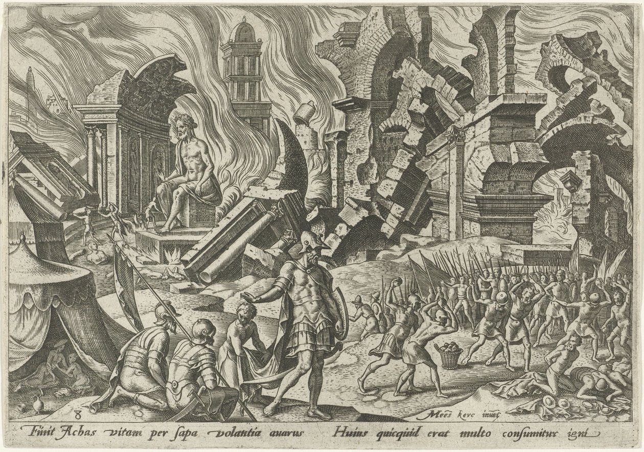 Ødelæggelsen af ​​Ai og steningen af ​​Akan The Days of Doom of the Jewish People (serietitel) af Philips Galle