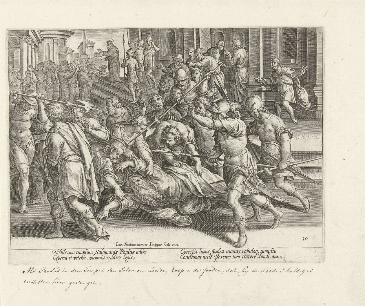 Fængsling af Paulus i Jerusalem Apostlenes Gerninger (serietitel) Acta Apostolorum (serietitel) af Philips Galle