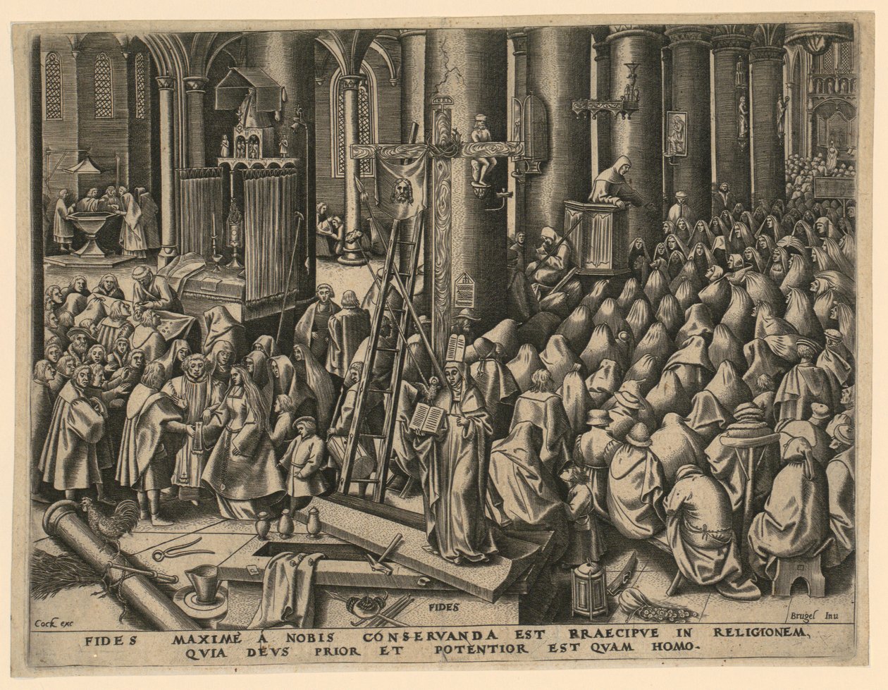 Tro (Fides), blad 1 fra serien „De syv dyder“ af Philips Galle