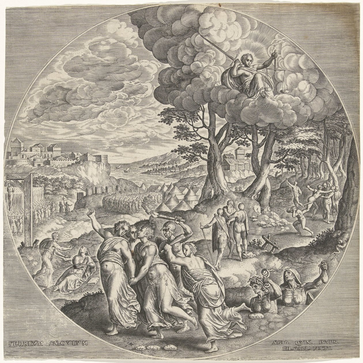 Jernalderen Ferreum saeculum (titel på objekt) The Four Eras (serietitel) af Philips Galle