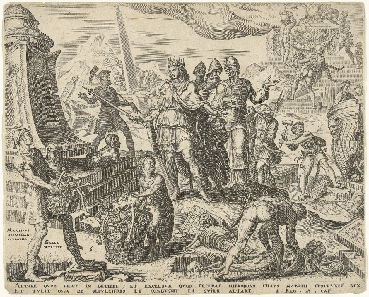 Kong Josias lader offerstedet i Betel vanhelliget Historien om kong Josias (serietitel) af Philips Galle