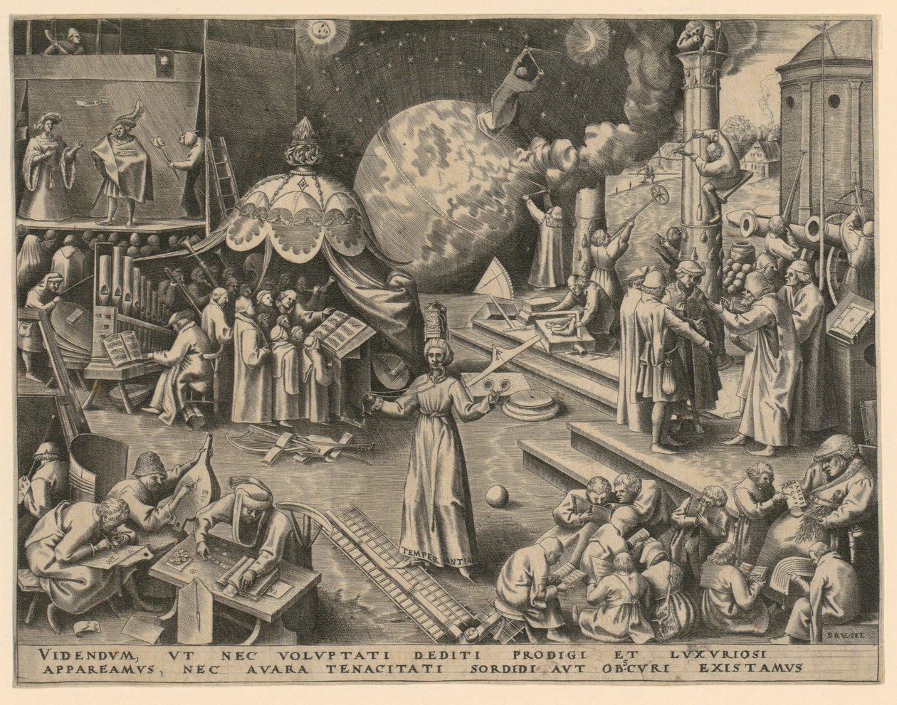 Mådehold (Temperantia), blad 7 i serien »De syv dyder« af Philips Galle