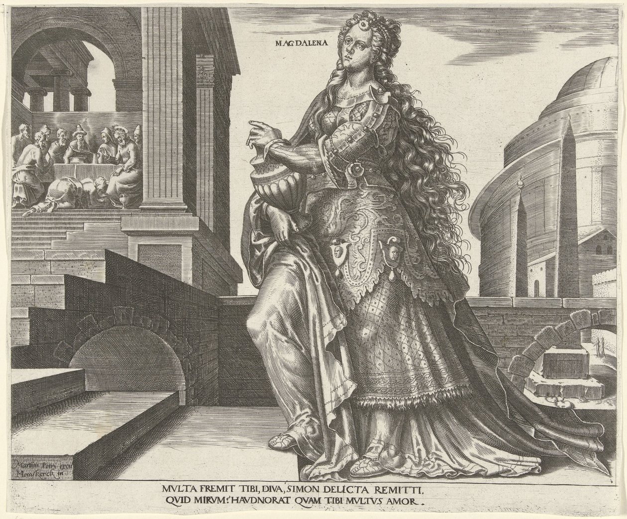 Maria Magdalene Magdalena (titel på objekt) Otte berømte kvinder fra Det Gamle og Nye Testamente (serietitel) af Philips Galle