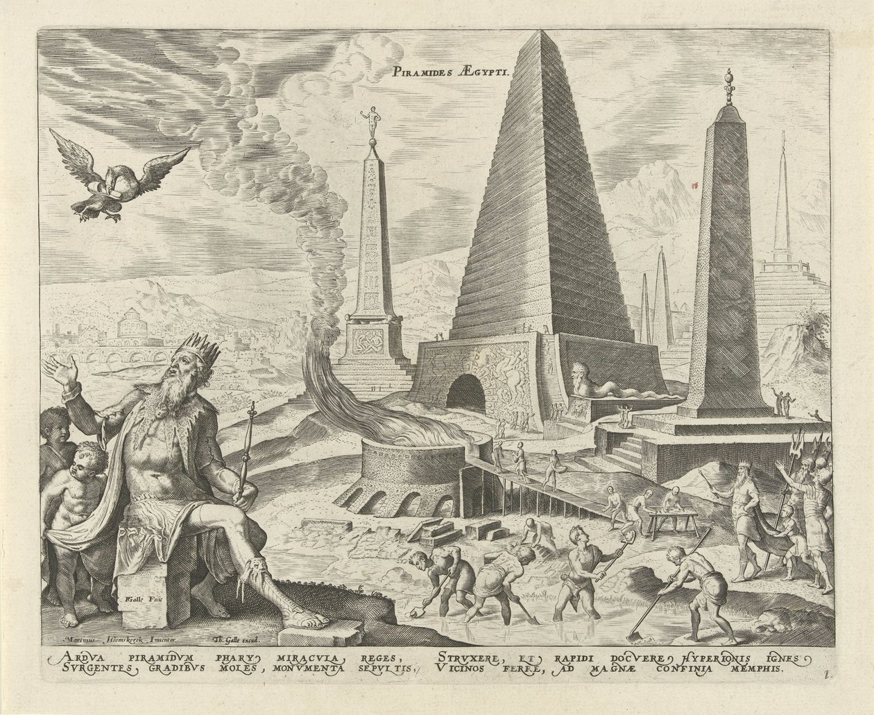 Pyramiderne i Egypten Pyramids Aegypti (titel på objekt) Verdens otte vidundere (serietitel) af Philips Galle