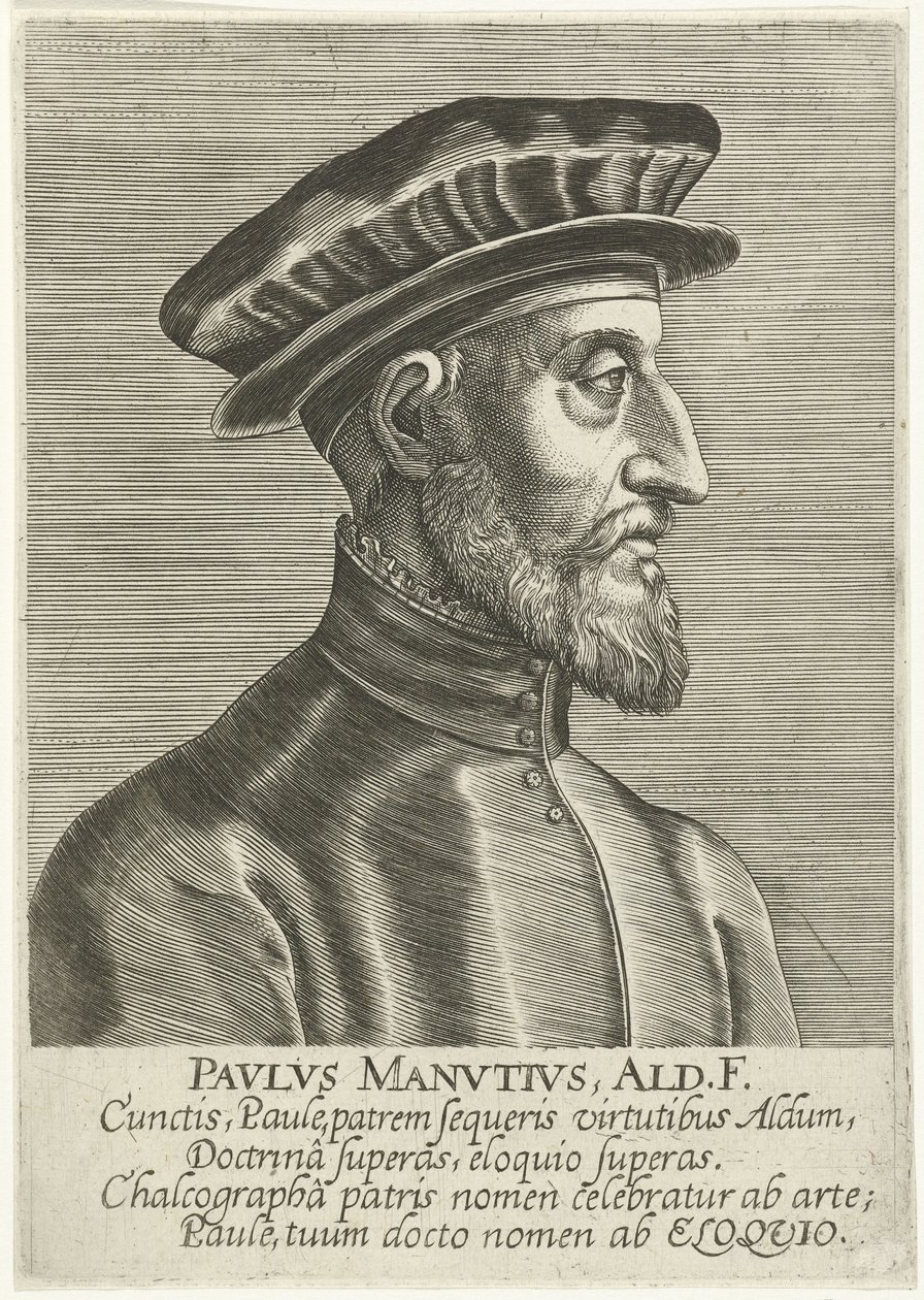 Portræt af Paolo Manuzio af Philips Galle