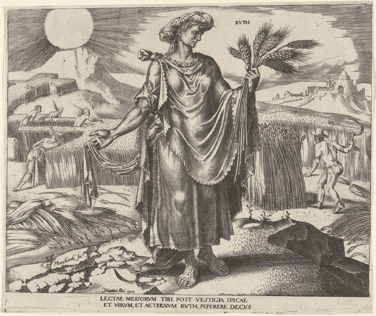 Ruth Rvth (titel på objekt) Otte berømte kvinder fra Det Gamle og Nye Testamente (serietitel) af Philips Galle
