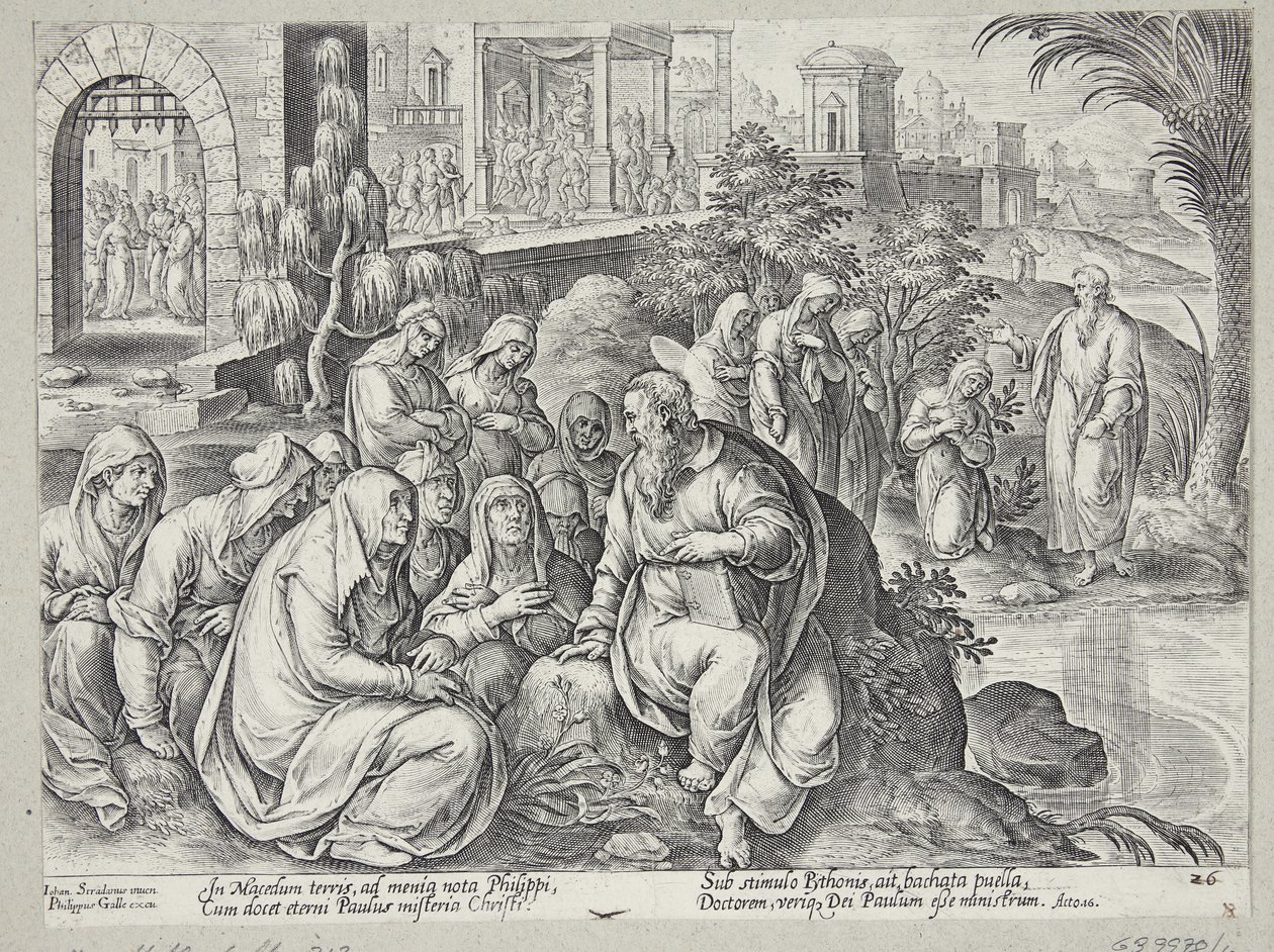Sankt Paulus taler med kvinderne i Filippi af Philips Galle