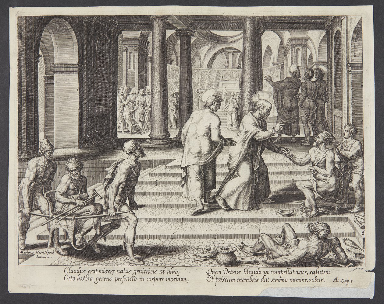 Sankt Peter helbreder de lamme ved den smukke port af Philips Galle