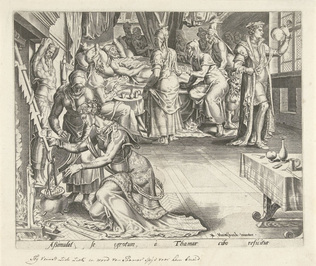 Tamar laver mad til Amnon Historien om Tamar og Amnon (serietitel) af Philips Galle