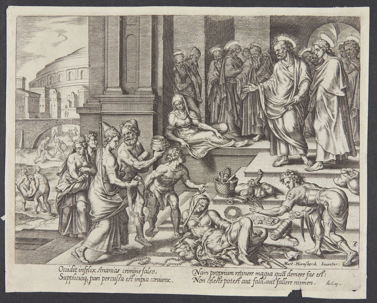 Safiras død af Philips Galle