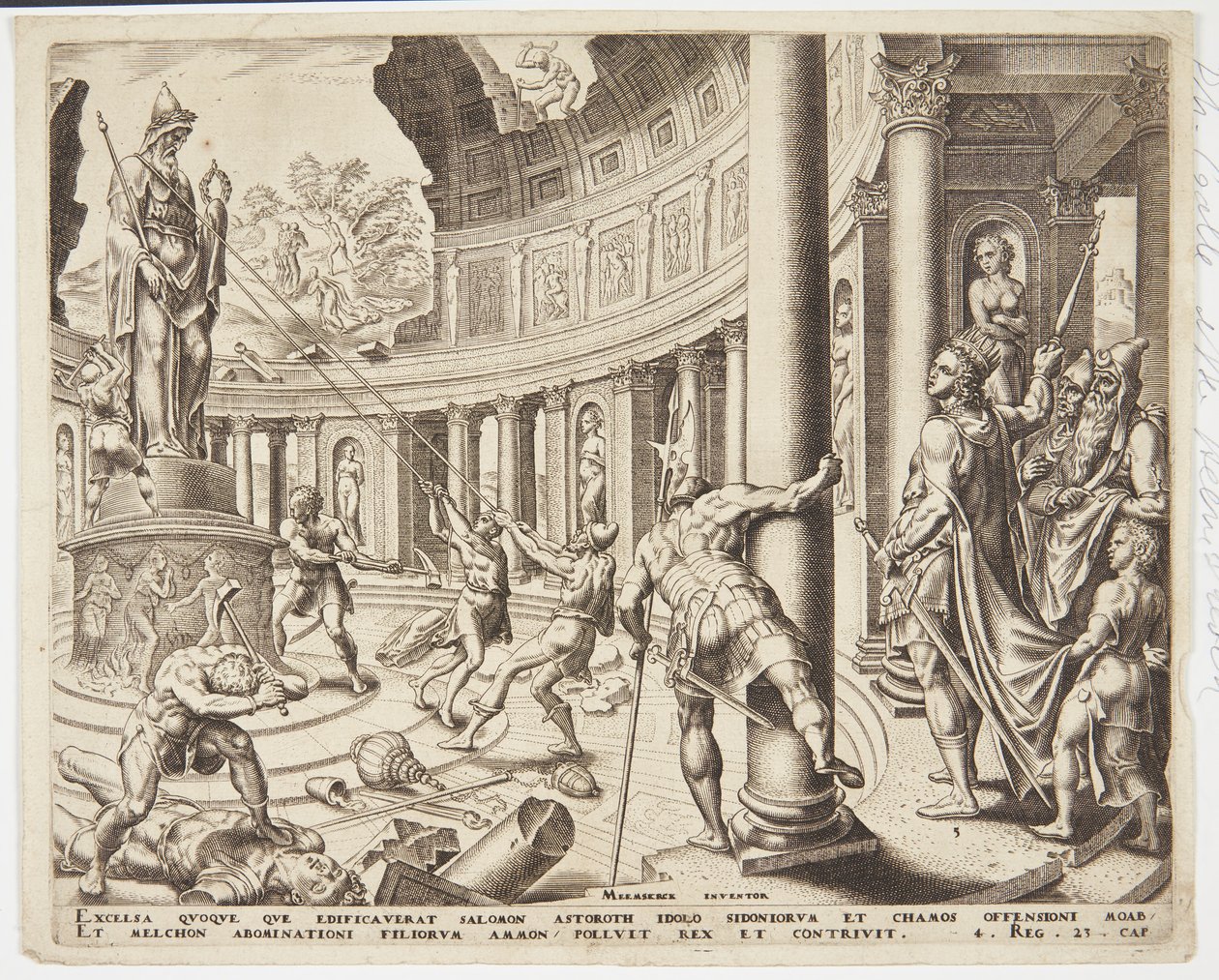 Ødelæggelsen af templet Ashtoreth, Chemosh og Milcom af Philips Galle