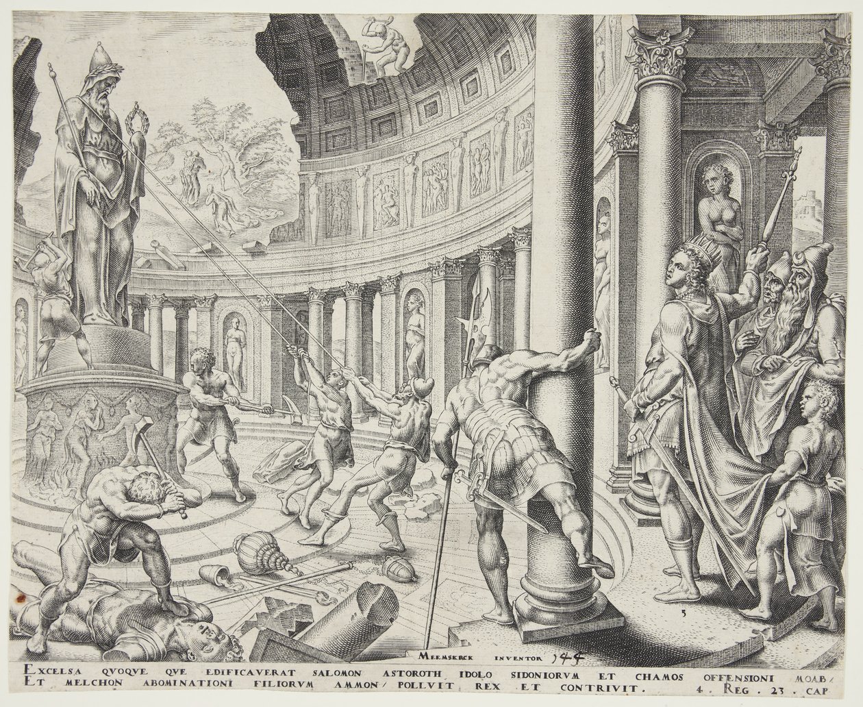 Ødelæggelsen af templet Ashtoreth, Chemosh og Milcom af Philips Galle