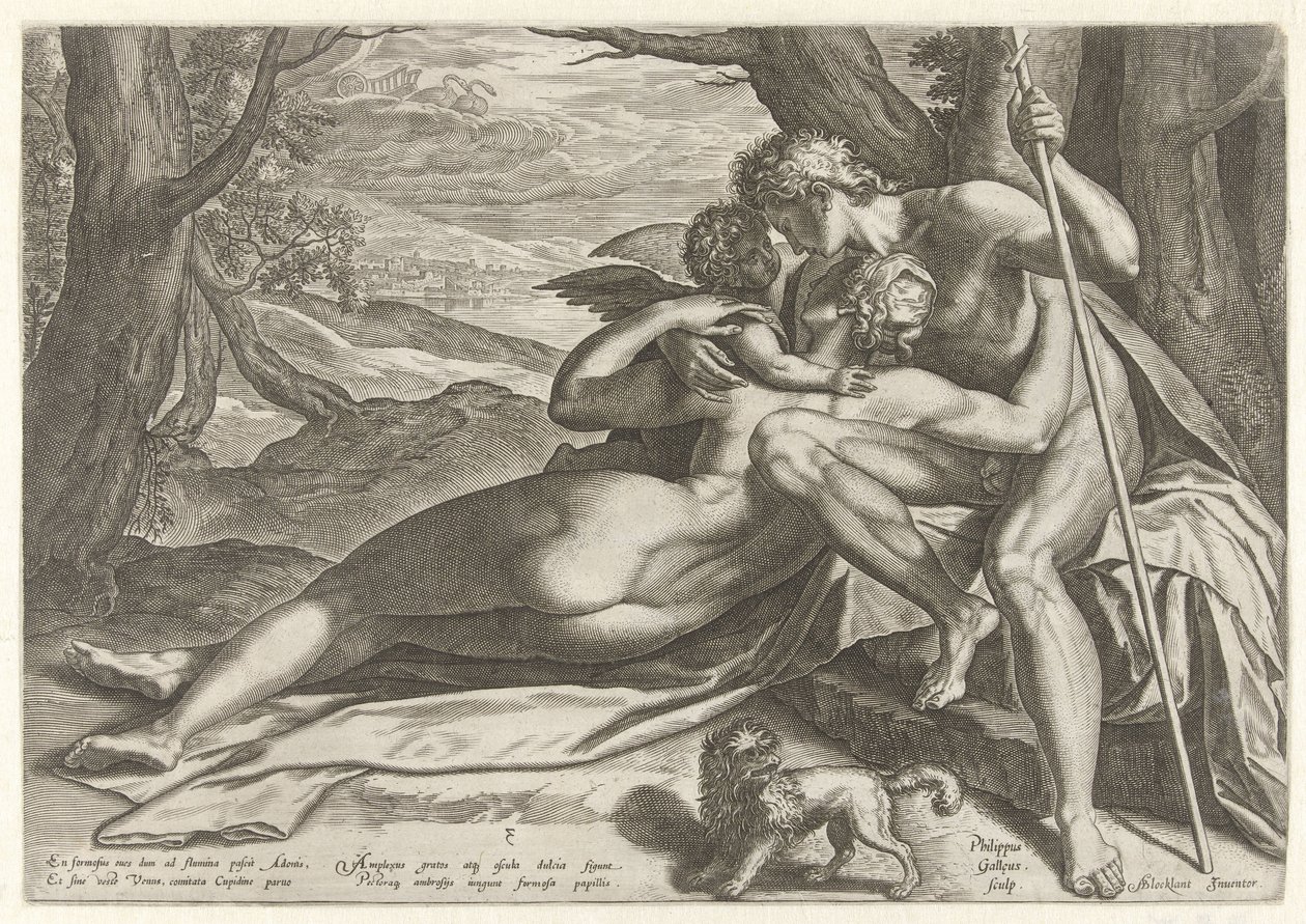 Venus og Adonis med Amor The Story of Adonis (serietitel) af Philips Galle