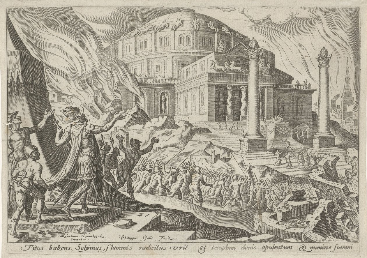 Ødelæggelse af Jerusalem af kejser Titus The Days of Doom of the Jewish People (serietitel) af Philips Galle
