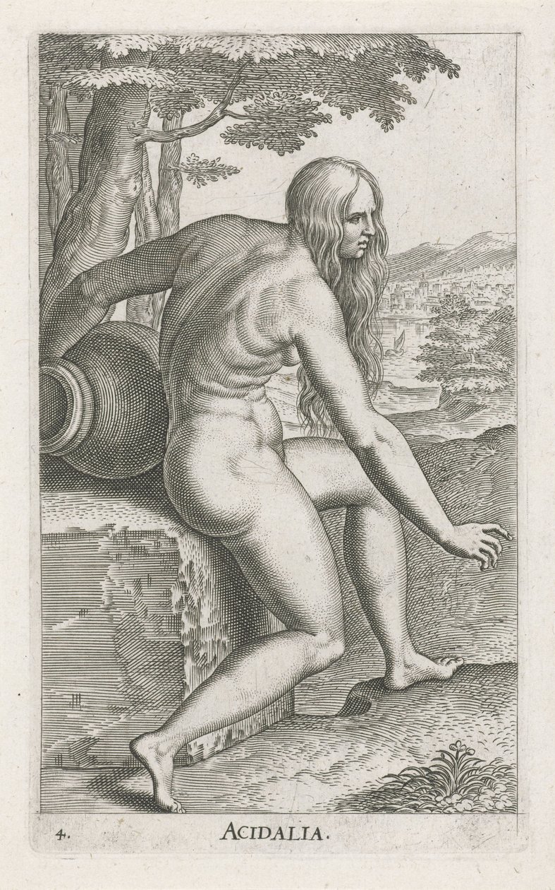 Vandnymfe Venus Acidalia Acidalia (titel på objekt) Stroom- en waternimfen (serietitel) Oceanitid-nymfer, epihidrid potamidus naiad (serietitel) af Philips Galle