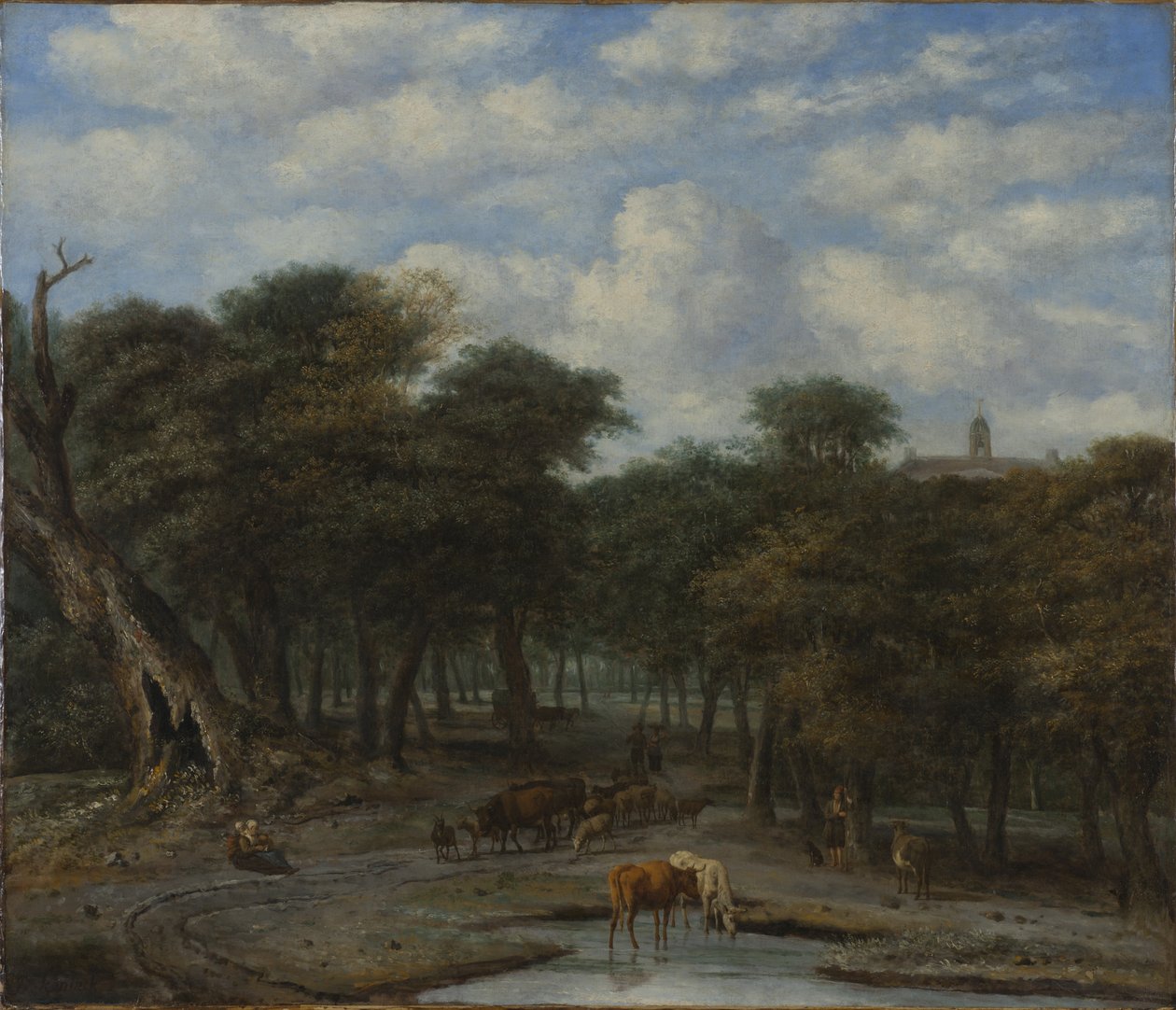 Skovlysning med kvæg af Philips Koninck