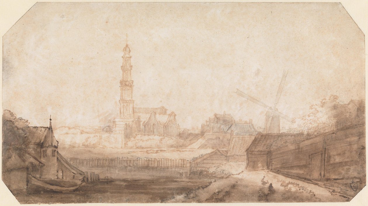 Udsigt over Westerkerk og omgivelserne af Philips Koninck