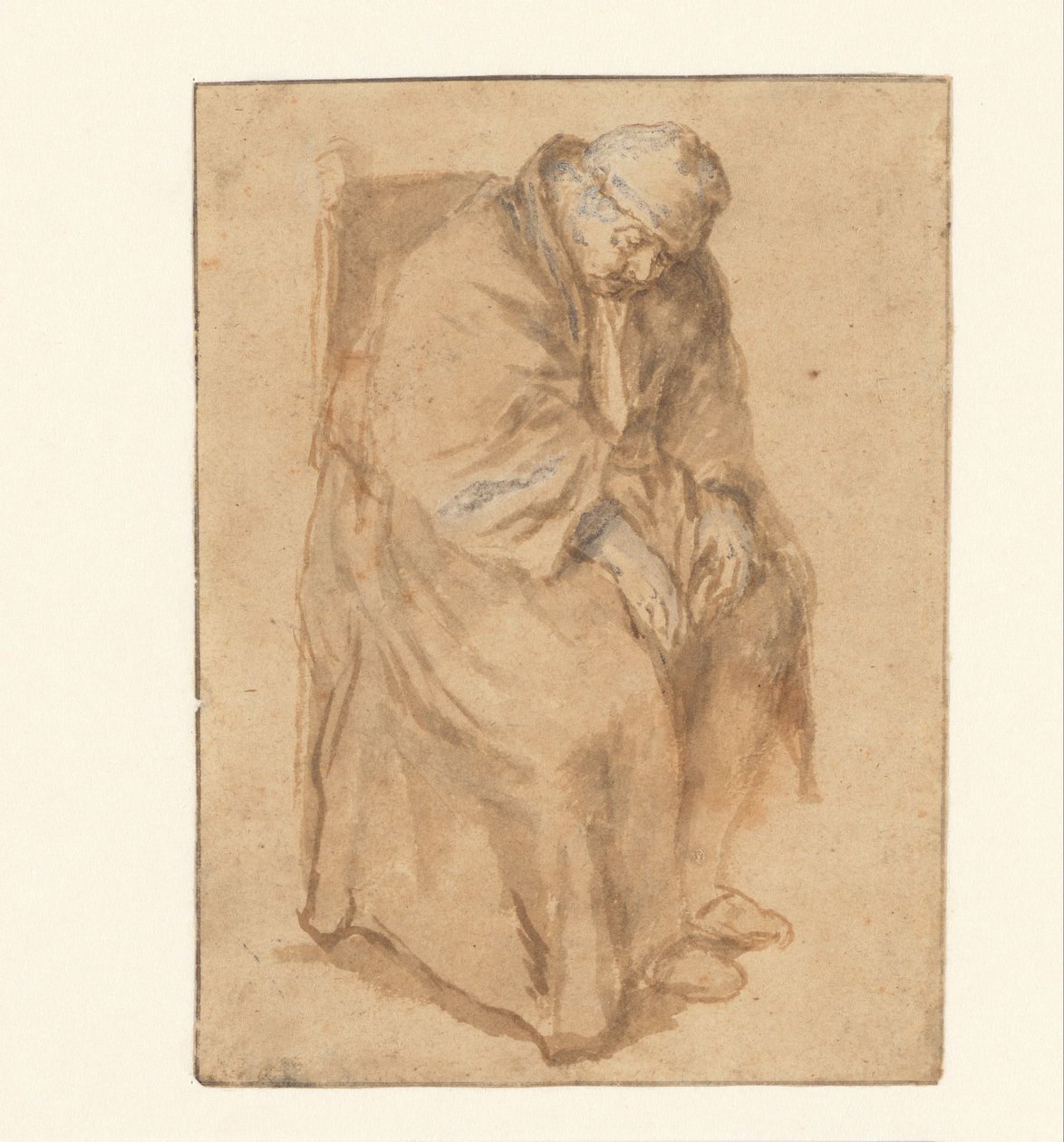 Joost van den Vondel, sover i en stol af Philips Koninck