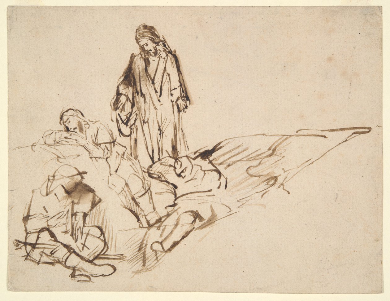 Studie af Kristus og de sovende apostle af Philips Koninck