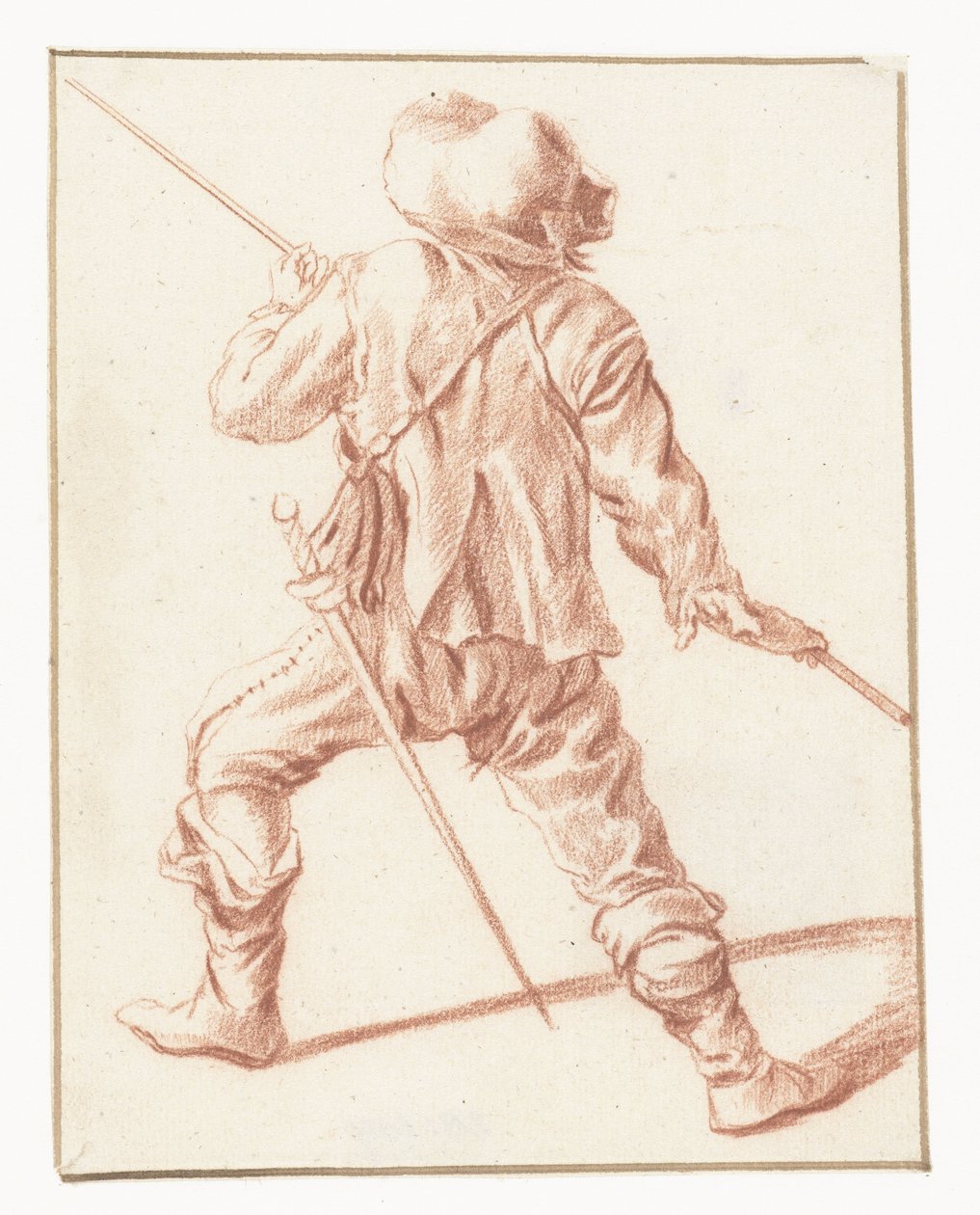 Mand, der kæmper med en lanse, set bagfra af Philips Wouwerman (copy after)