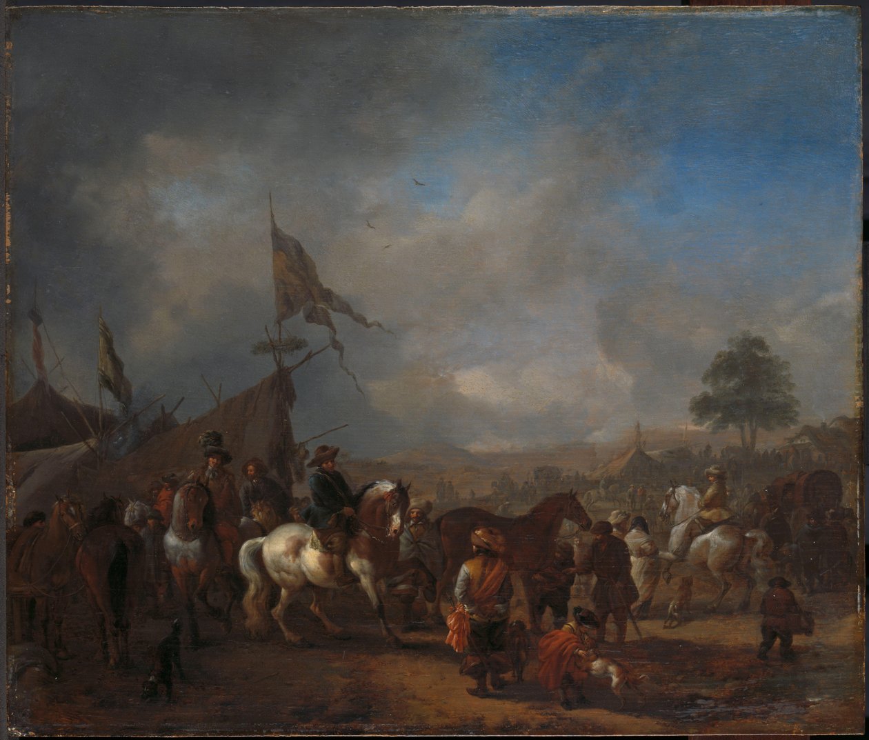 En hestemesse nær en hærlejr af Philips Wouwerman