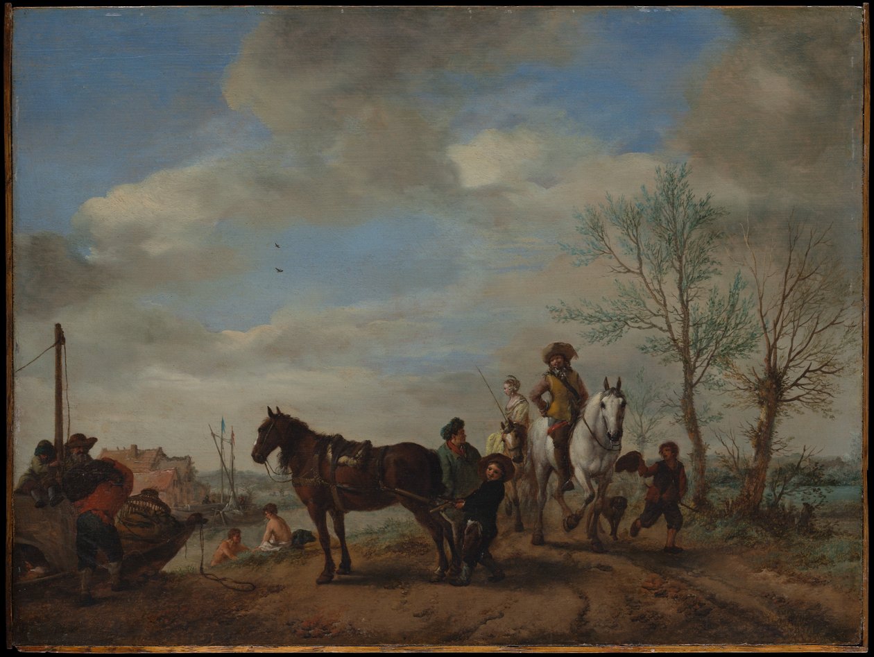 En mand og en kvinde til hest af Philips Wouwerman