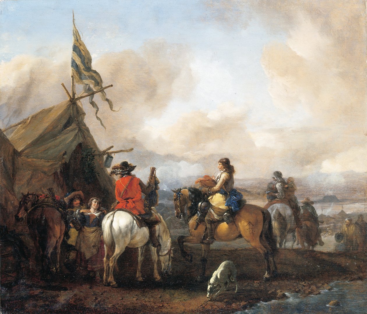 En militærlejr med kavalerer af Philips Wouwerman