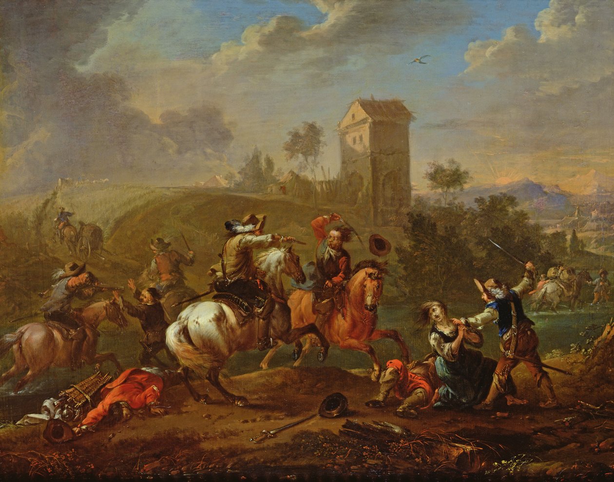 Banditter-scene af Philips Wouwerman