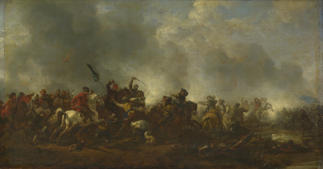 Kavaleri angriber infanteri, 1656-1668 af Philips Wouwerman