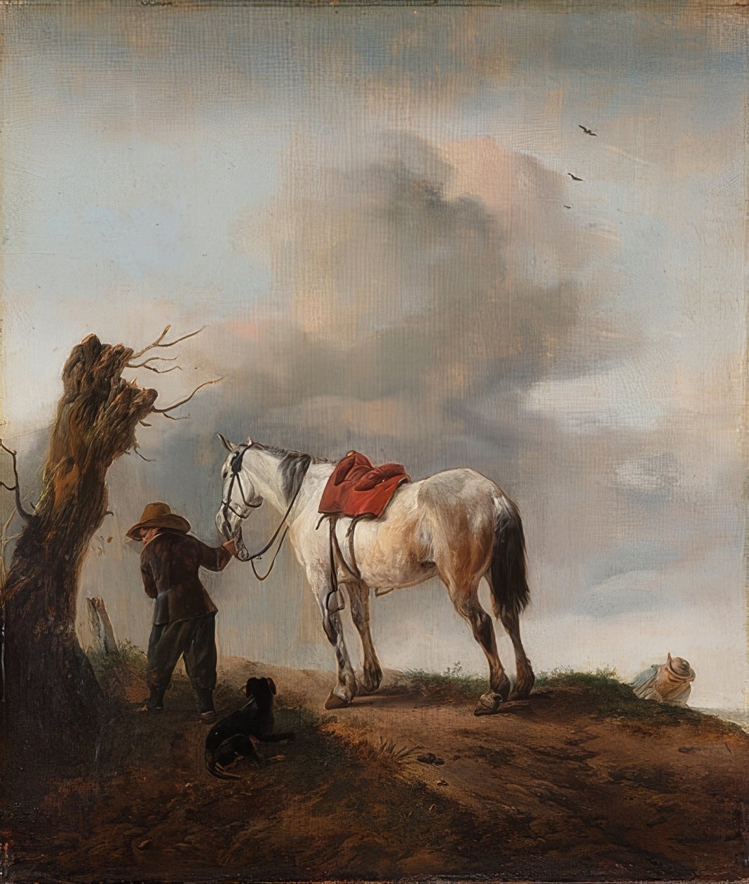 En hvid hest; skimmelsvamp. Omkring 1646 af Philips Wouwerman