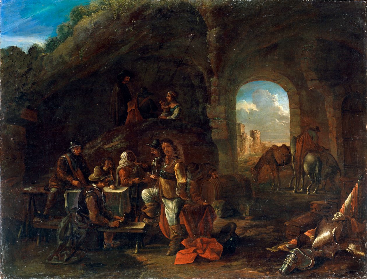 Værtshusscene, c1640-1665 af Philips Wouwerman