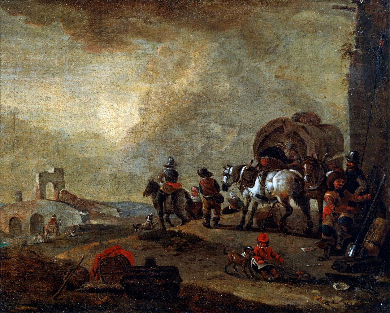 Rejsende på vej, 1600-tallet af Philips Wouwerman