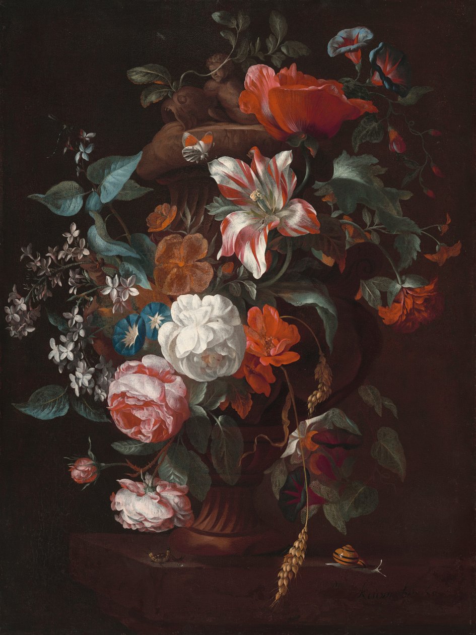 Blomster i en vase, ca. 1700. af Philips van Couwenbergh