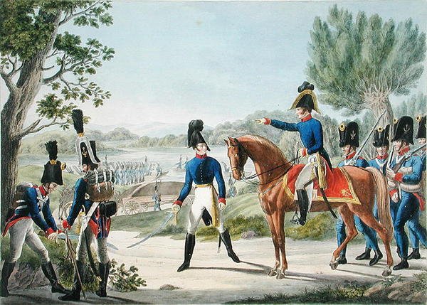De nye kejserlige kongelige østrigske Pontonniers efter Napoleonskrigene, ca. 1820 (farve litho) af Phillip von (after) Stubenrauch
