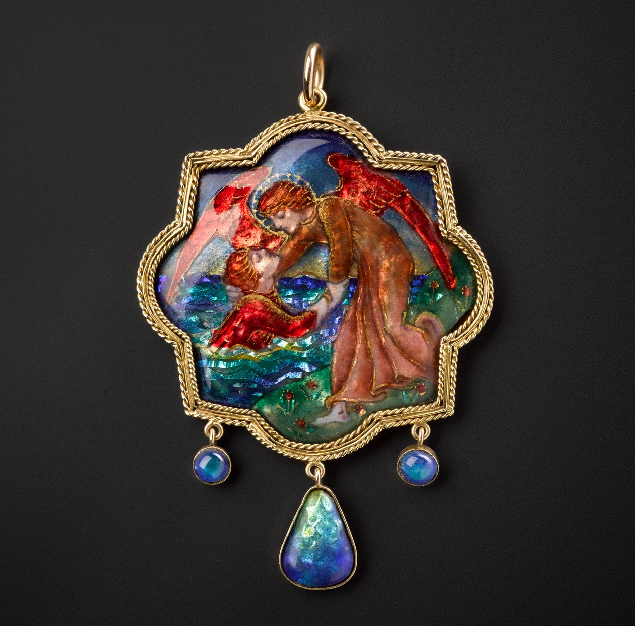 Out of the Deep Pendant, 1908 (guld og emalje) af Phoebe Anna Traquair