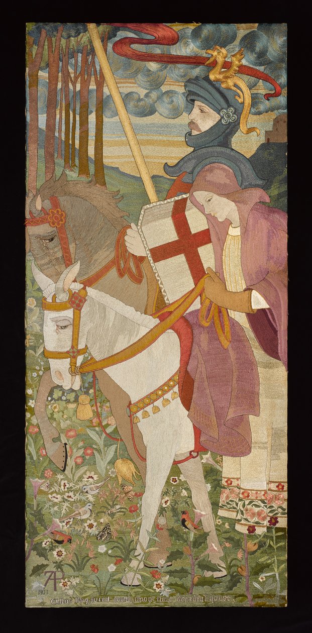 St. George, Røde Kors ridder med Una, 1907 (broderi) (se også 141950-51) af Phoebe Anna Traquair