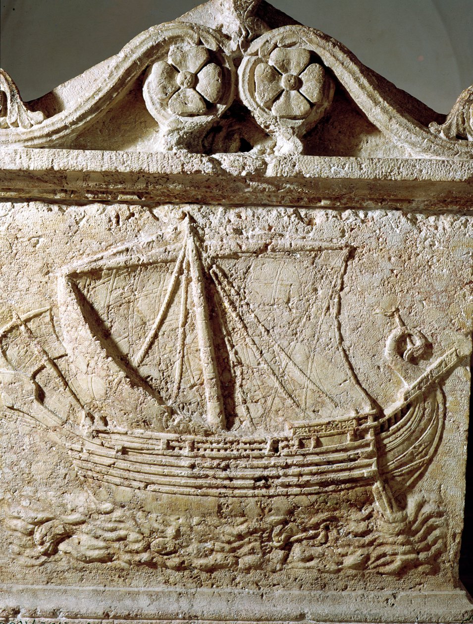 Detalje af Skibet Sarkofag, fra Sidon sten af Phoenician