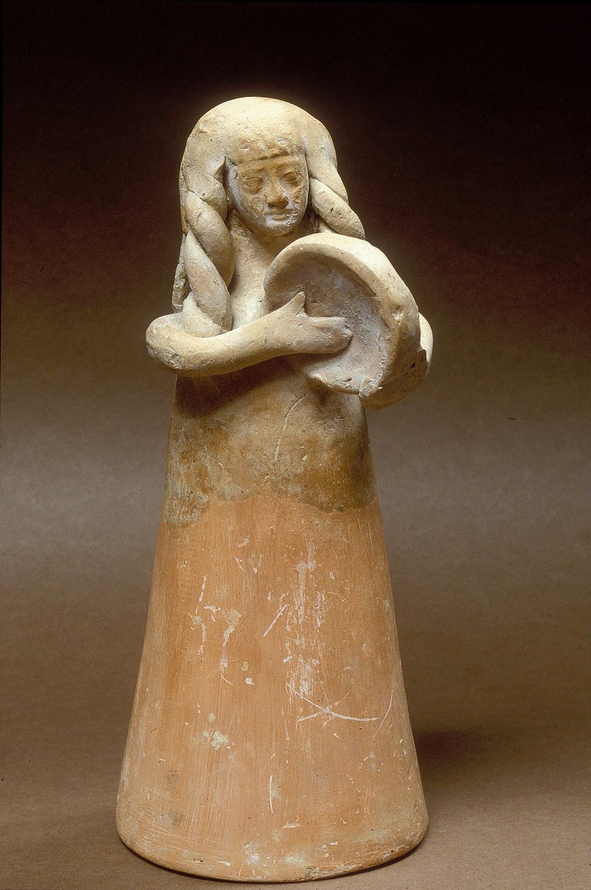 Figur af en kvindelig tamburinspiller, fra Shikmona på Israels nordlige kyst, 9.-8. århundrede f.Kr. (keramik) af Phoenician