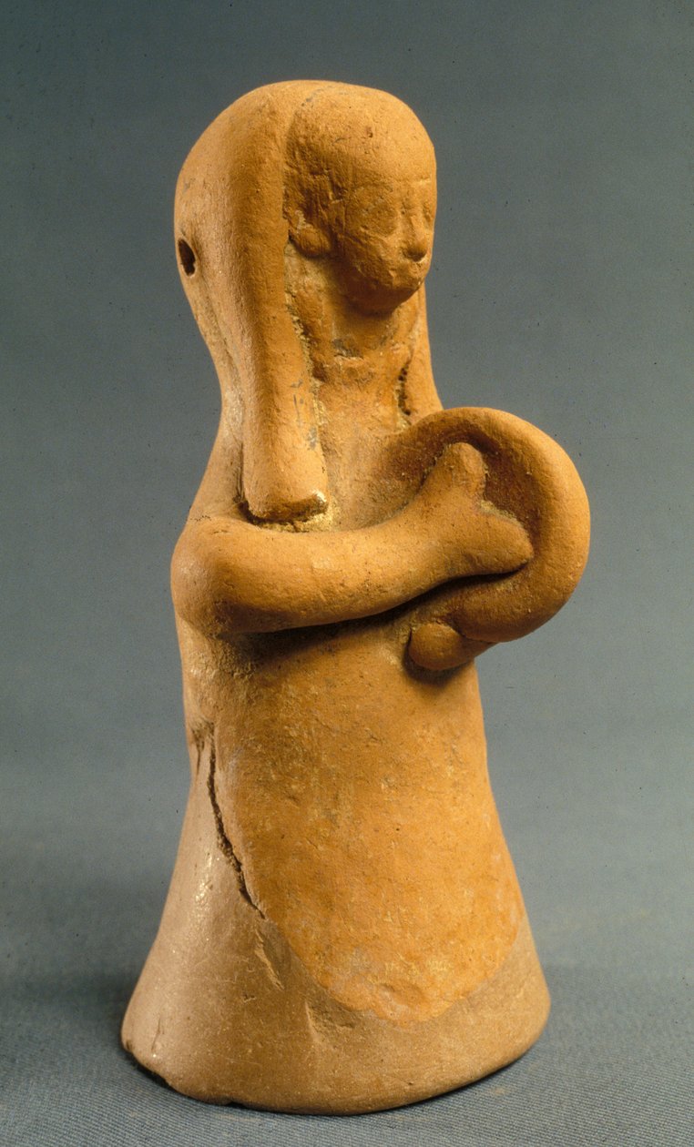 Figur af en kvinde, der spiller på bækkener (ler) af Phoenician