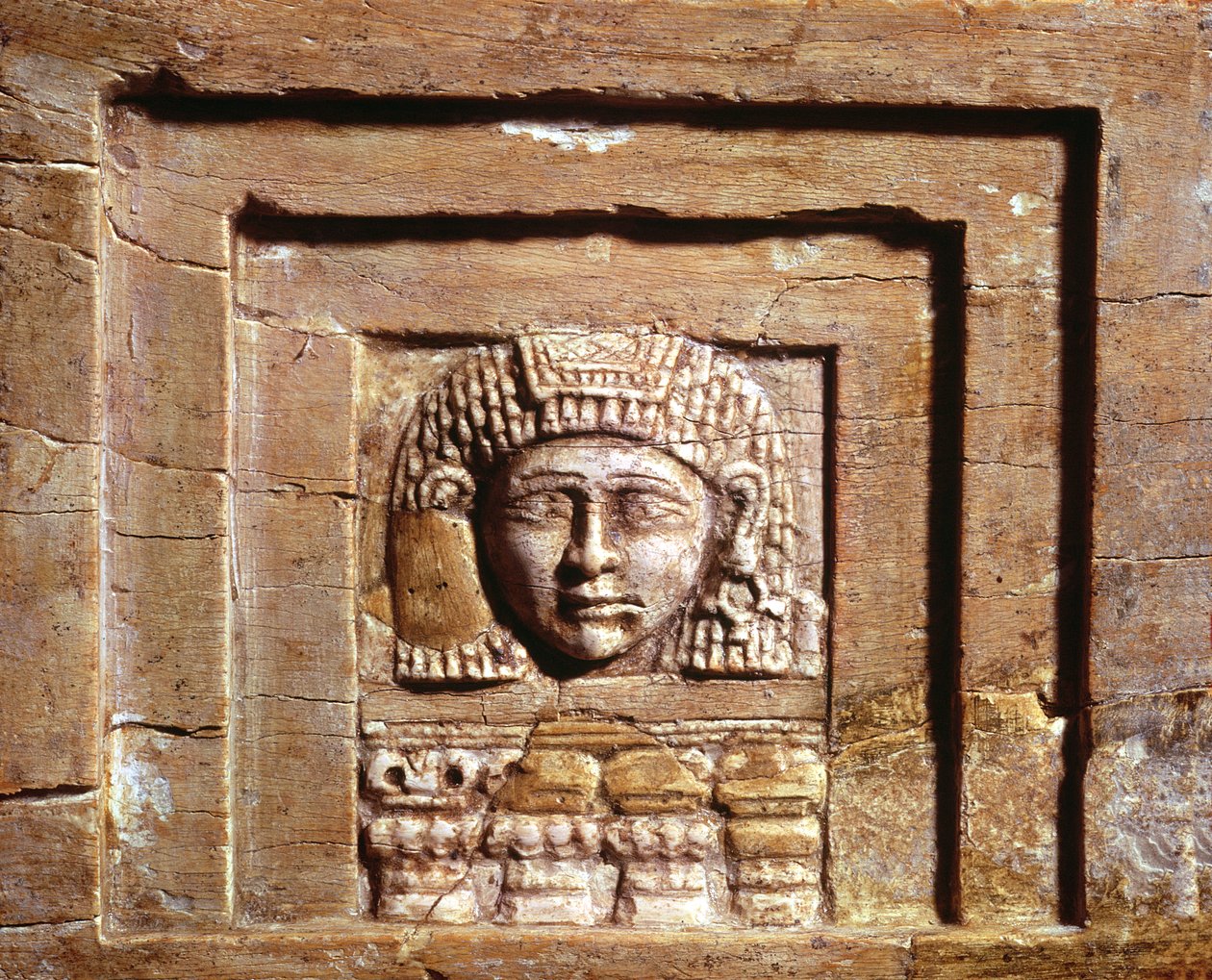 Relief, der forestiller en kvinde ved et vindue, fra Arslan Tash (Hadatu) af Phoenician