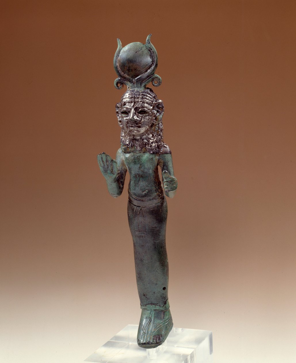 Orientalske oldsager: fønikisk gudinde. Statuette af bronze og sølv. 700-600 f.Kr. Paris, Louvre-museet af Phoenician