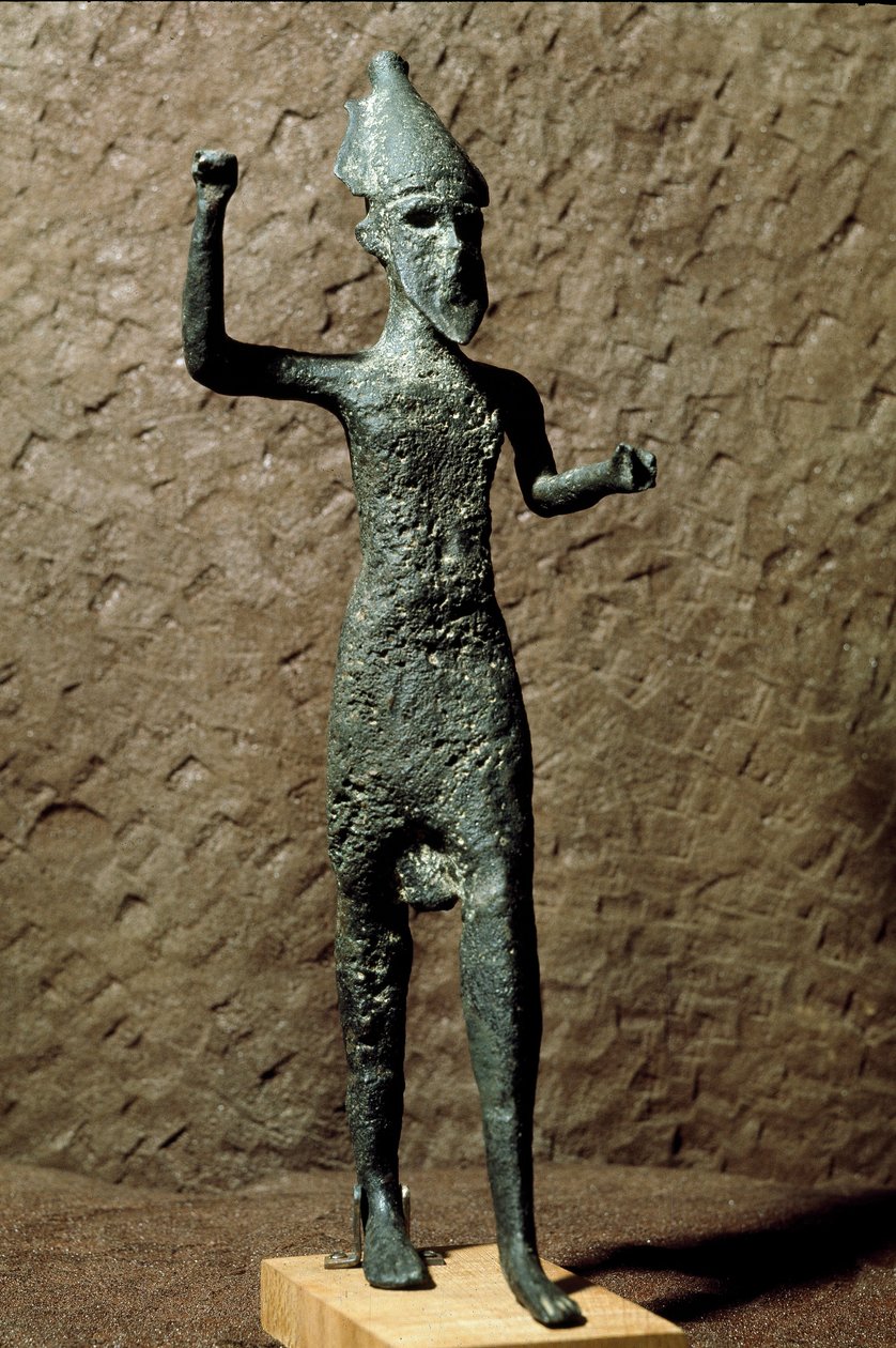 Fønikien: figur af en gud i bronze. Find i havet nær Selinunte (Selinonte), Sicilien. 14.-13. århundrede f.Kr. Palermo, det nationale arkæologiske museum af Phoenician