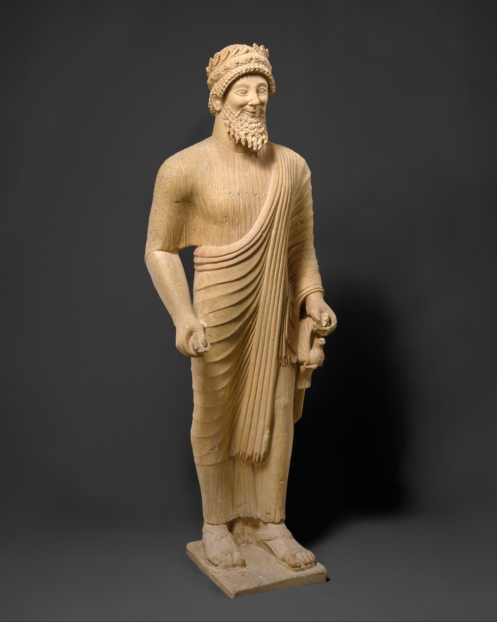 Kalkstensstatue af en skægget mand med votivoffer, ca. 475-450 f.Kr. (kalksten) af Phoenician Phoenician