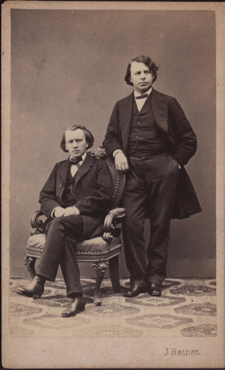 Johannes Brahms 1833-1897 og Josef Joachim 1831-1907, 1867. af Photo studio J. Reiner.