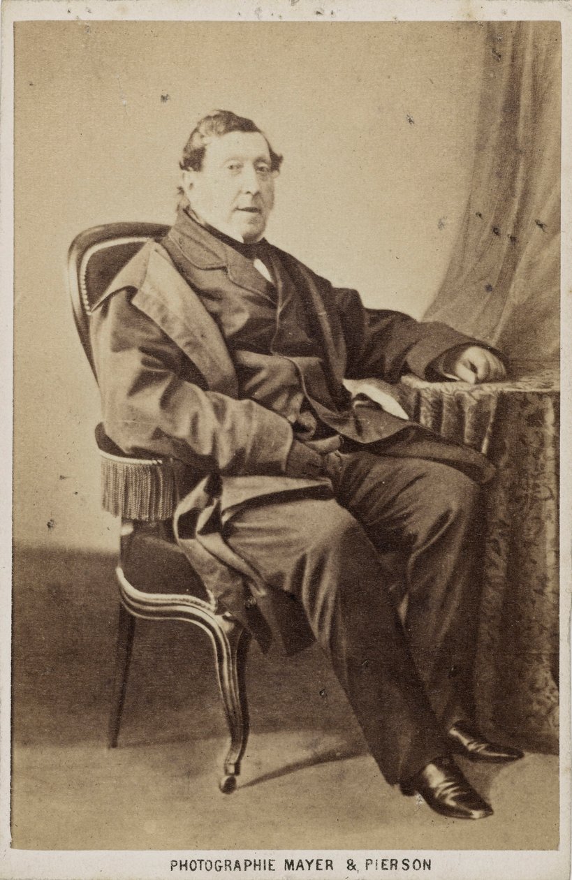Portræt af komponisten Gioachino Antonio Rossini 1792-1868, ca 1860. af Photo studio Mayer and Pierson.