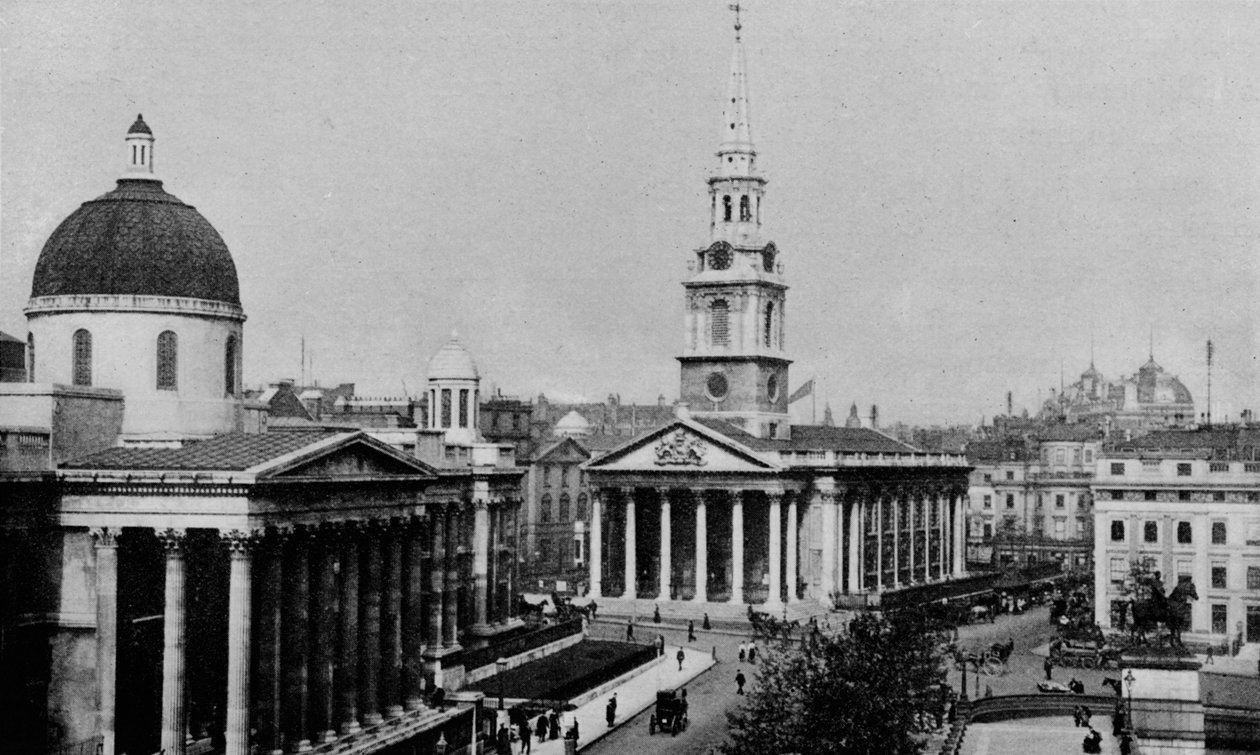 National Gallery and Church of St Martin-in-the-Fields, Westminster, London, c1910 1911 af Photochrom Co Ltd of London