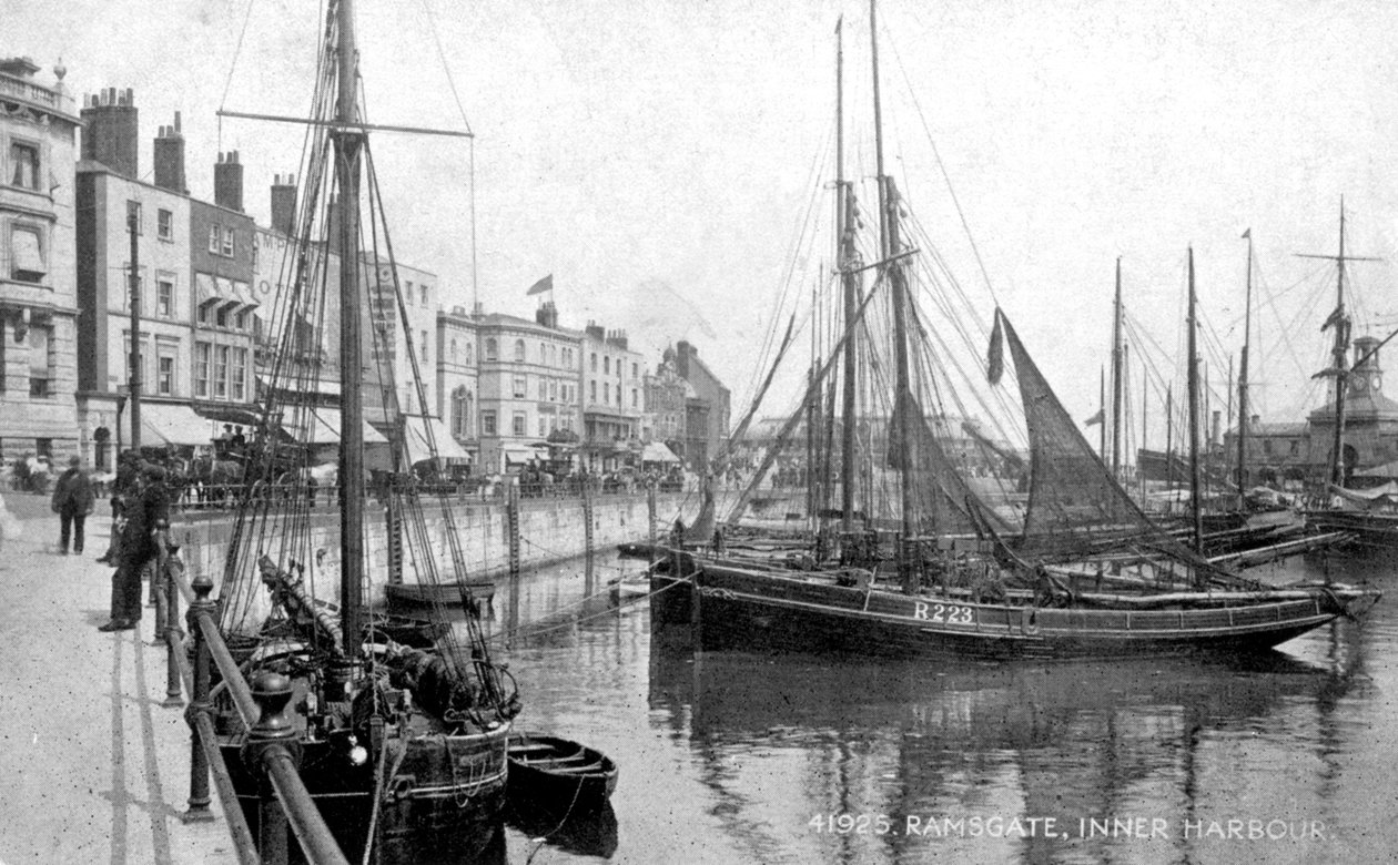 Den indre havn ved Ramsgate, Kent, begyndelsen af det 20. århundrede. af Photochrom Co Ltd of London